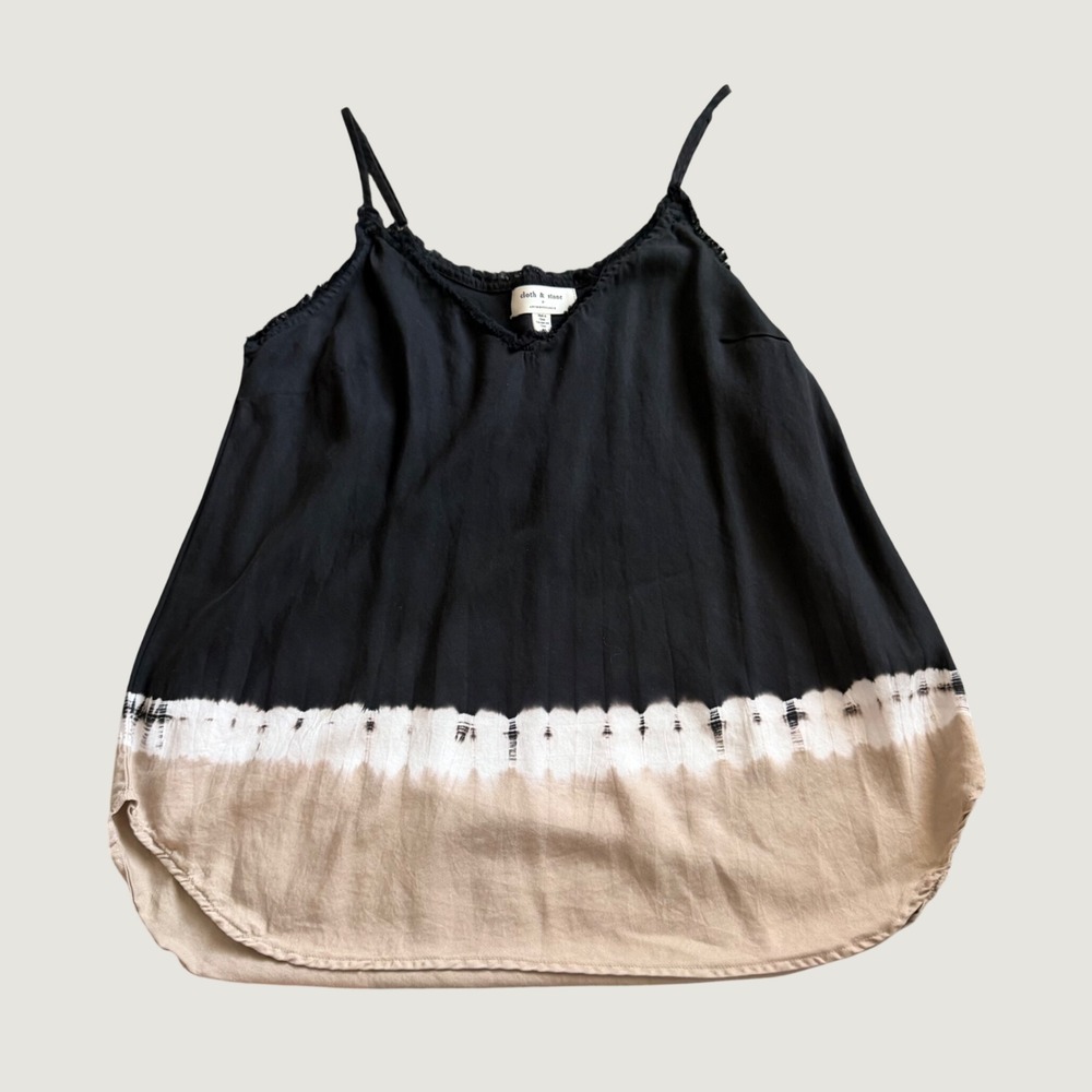 Cloth & Stone Anthropologie Cami Tank M Tie Dye Dip Dye Relaxed Black Tan